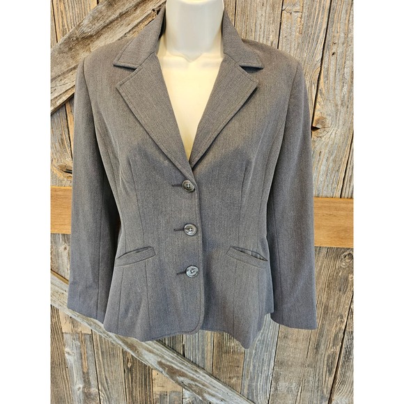 Eddie bauer size 2 grey proffesional 3 button blazer long sleeve office ^ - Picture 1 of 8